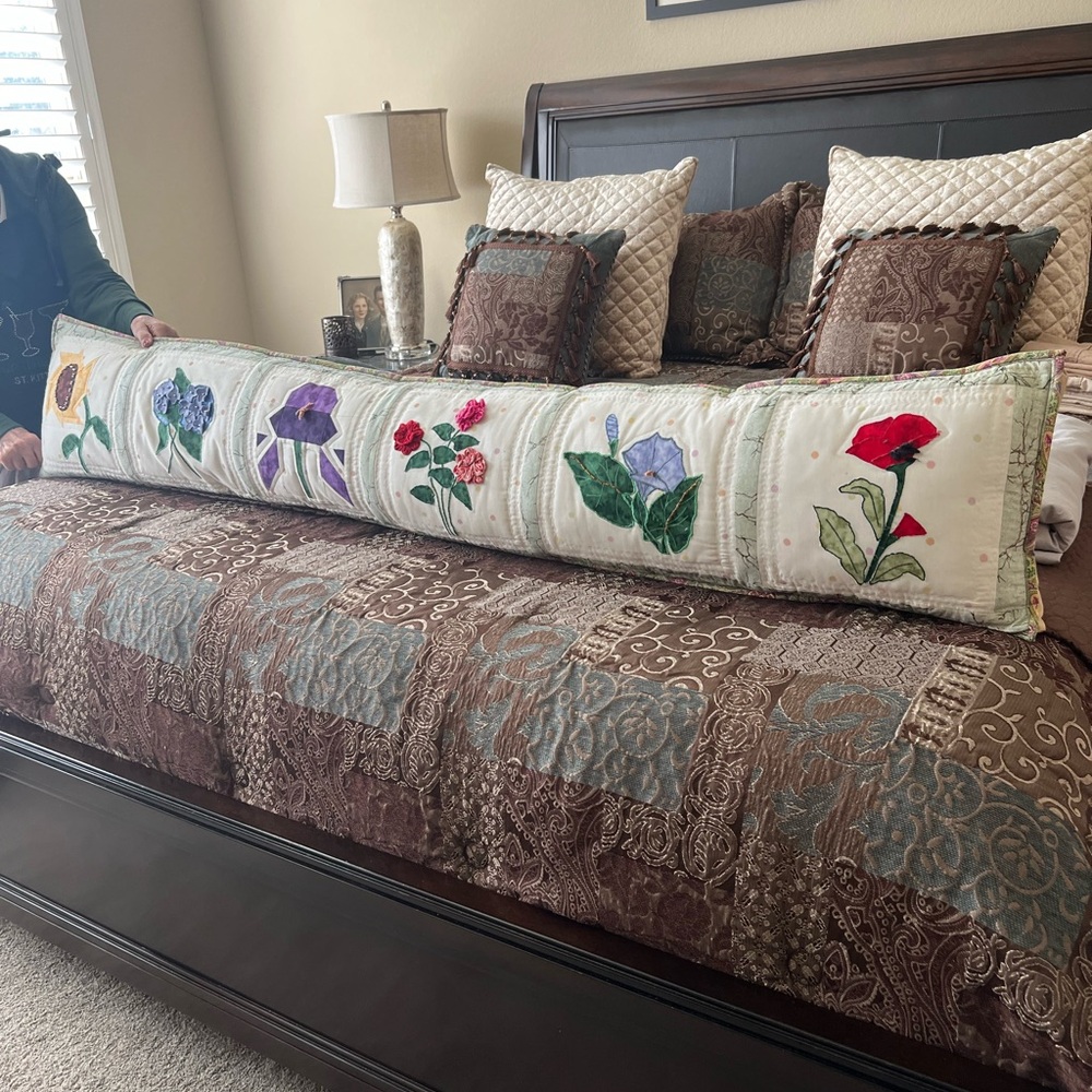 King size decorative pillow, beautiful floral designs